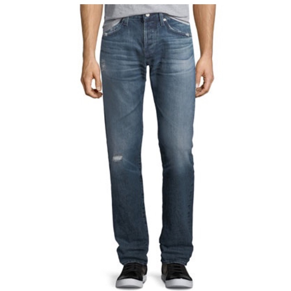 AG Men’s Matchbox Slim Straight Selvedge Jeans in 17 Years Psych Wash